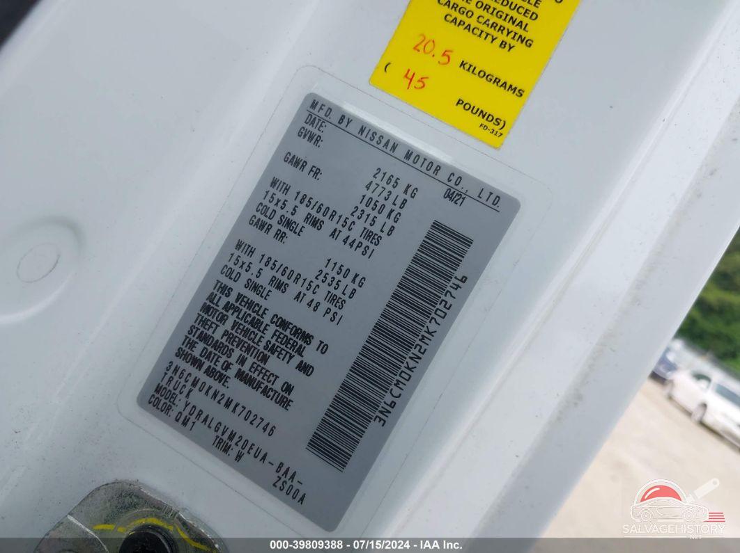 3N6CM0KN2MK702746 2021 NISSAN NV200 COMPACT CARGO photo no. 9