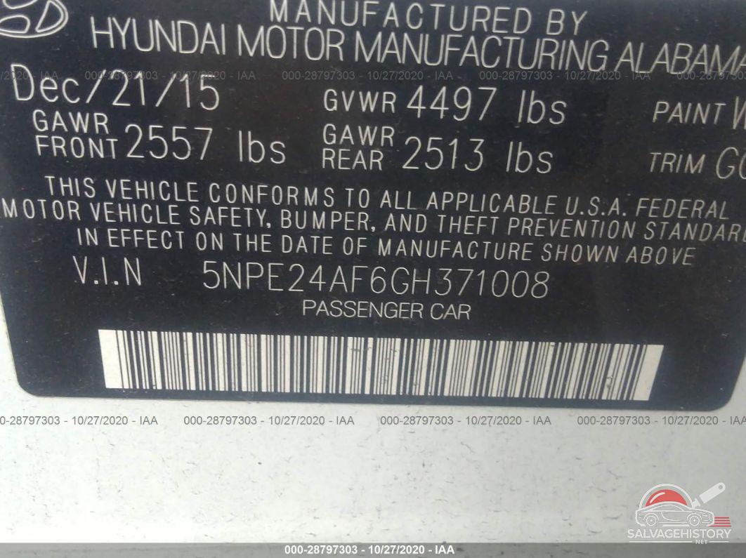 5NPE24AF6GH371008 2016 HYUNDAI SONATA photo no. 9