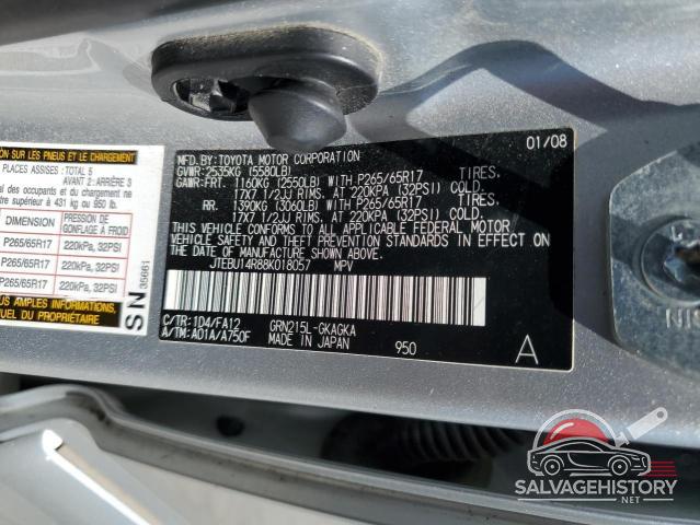 JTEBU14R88K018057 2008 TOYOTA 4RUNNER photo no. 14