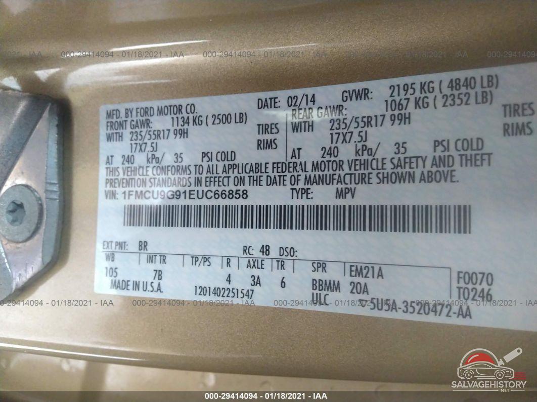 1FMCU9G91EUC66858 2014 FORD ESCAPE photo no. 9