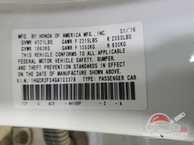 1HGCR2F54GA103378 2016 HONDA ACCORD photo no. 12