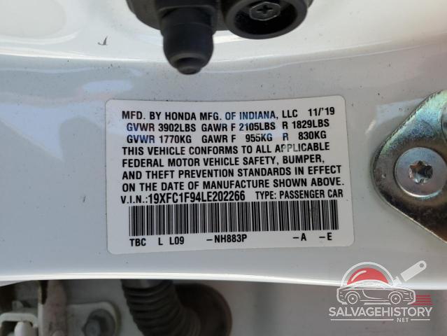 19XFC1F94LE202266 2020 HONDA CIVIC photo no. 12