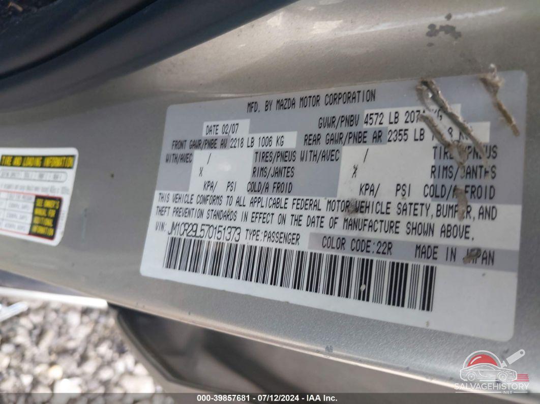 JM1CR29L570151373 2007 MAZDA MAZDA5 photo no. 9