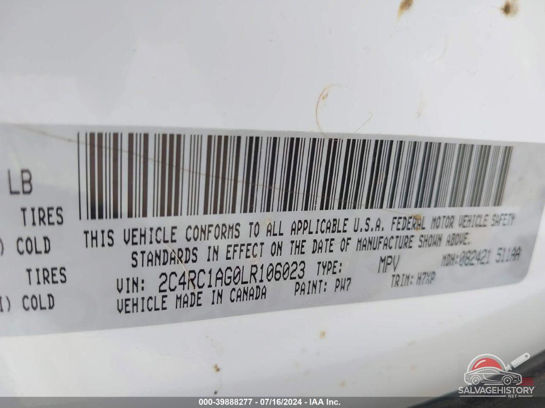 2C4RC1AG0LR106023 2020 CHRYSLER VOYAGER photo no. 9