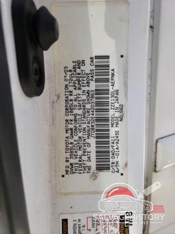 JTDBR32E442037863 2004 TOYOTA COROLLA photo no. 12