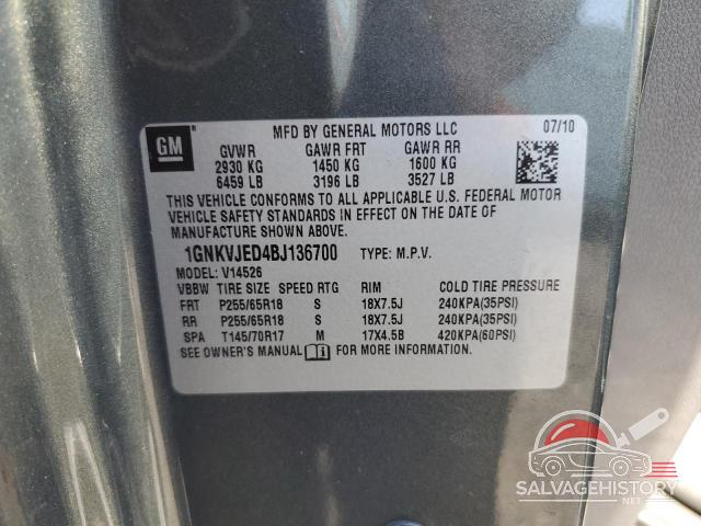 1GNKVJED4BJ136700 2011 CHEVROLET TRAVERSE photo no. 13