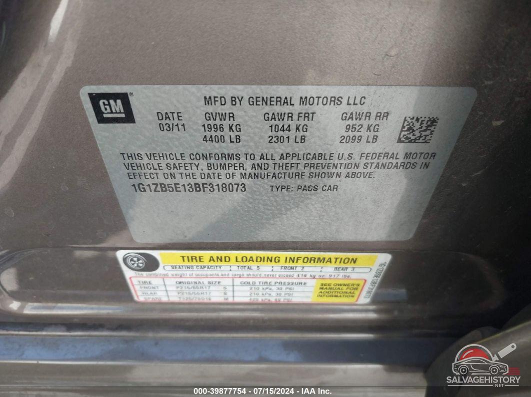 1G1ZB5E13BF318073 2011 CHEVROLET MALIBU photo no. 9