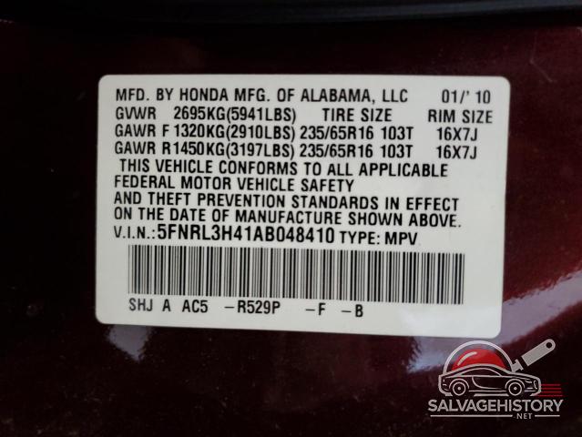 5FNRL3H41AB048410 2010 HONDA All Models photo no. 13