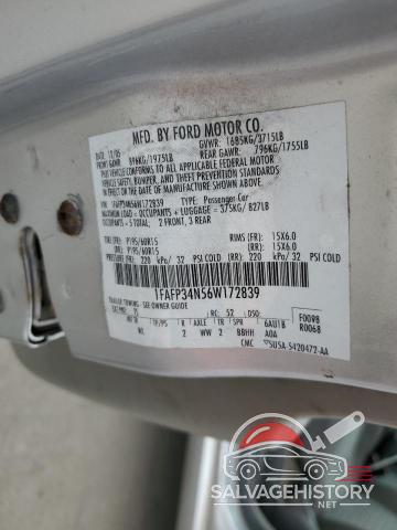 1FAFP34N56W172839 2006 FORD FOCUS photo no. 12