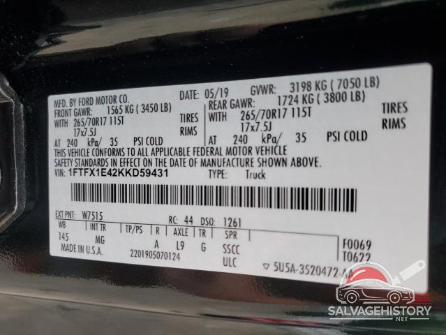 1FTFX1E42KKD59431 2019 FORD F-150 photo no. 12