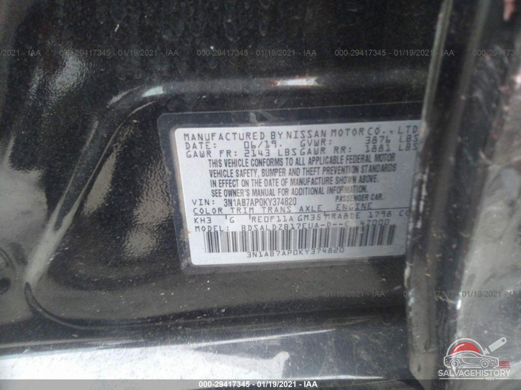 3N1AB7AP0KY374820 2019 NISSAN SENTRA photo no. 9