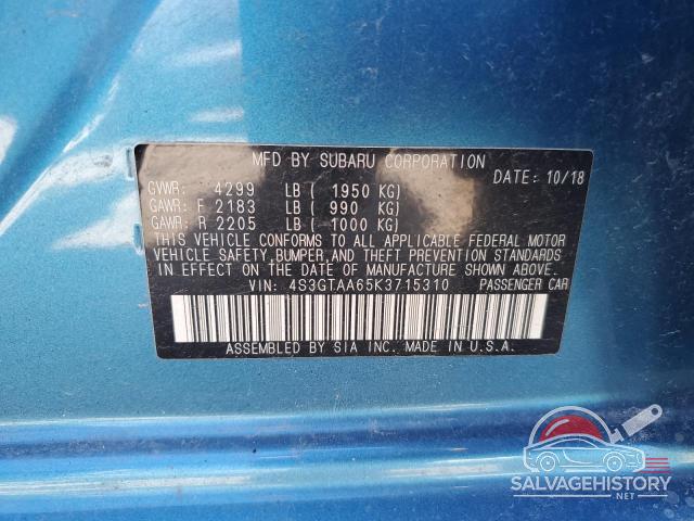 4S3GTAA65K3715310 2019 SUBARU IMPREZA photo no. 12
