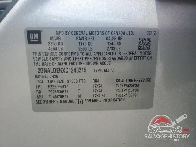 2GNALDEKXC1240315 2012 CHEVROLET EQUINOX photo no. 13