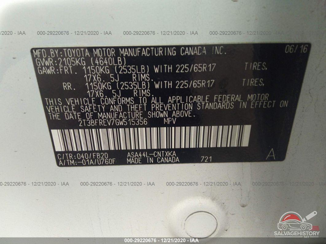 2T3BFREV7GW515356 2016 TOYOTA RAV4 photo no. 9