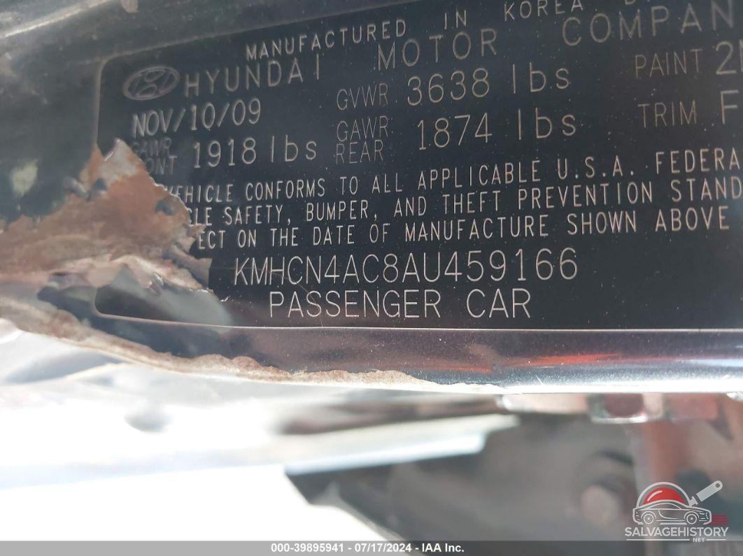 KMHCN4AC8AU459166 2010 HYUNDAI ACCENT photo no. 9