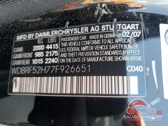 WDBRF52H77F926651 2007 MERCEDES-BENZ C-CLASS photo no. 12
