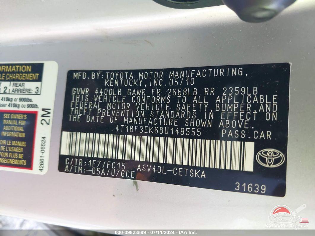 4T1BF3EK6BU149555 2011 TOYOTA CAMRY photo no. 9
