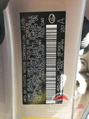 JTHBA30G565165458 2006 LEXUS ES330 photo no. 12