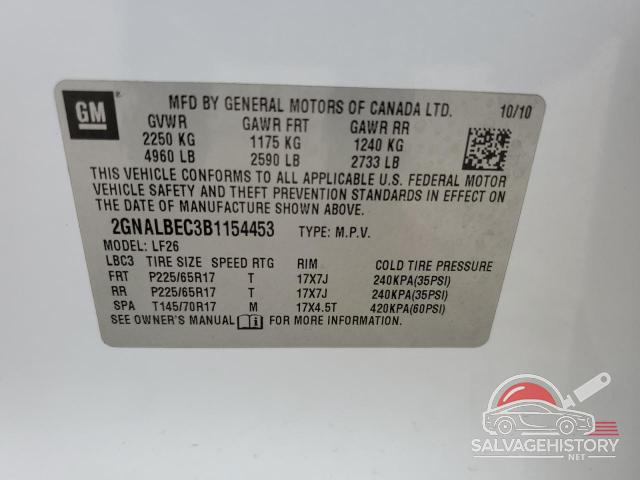 2GNALBEC3B1154453 2011 CHEVROLET EQUINOX photo no. 13
