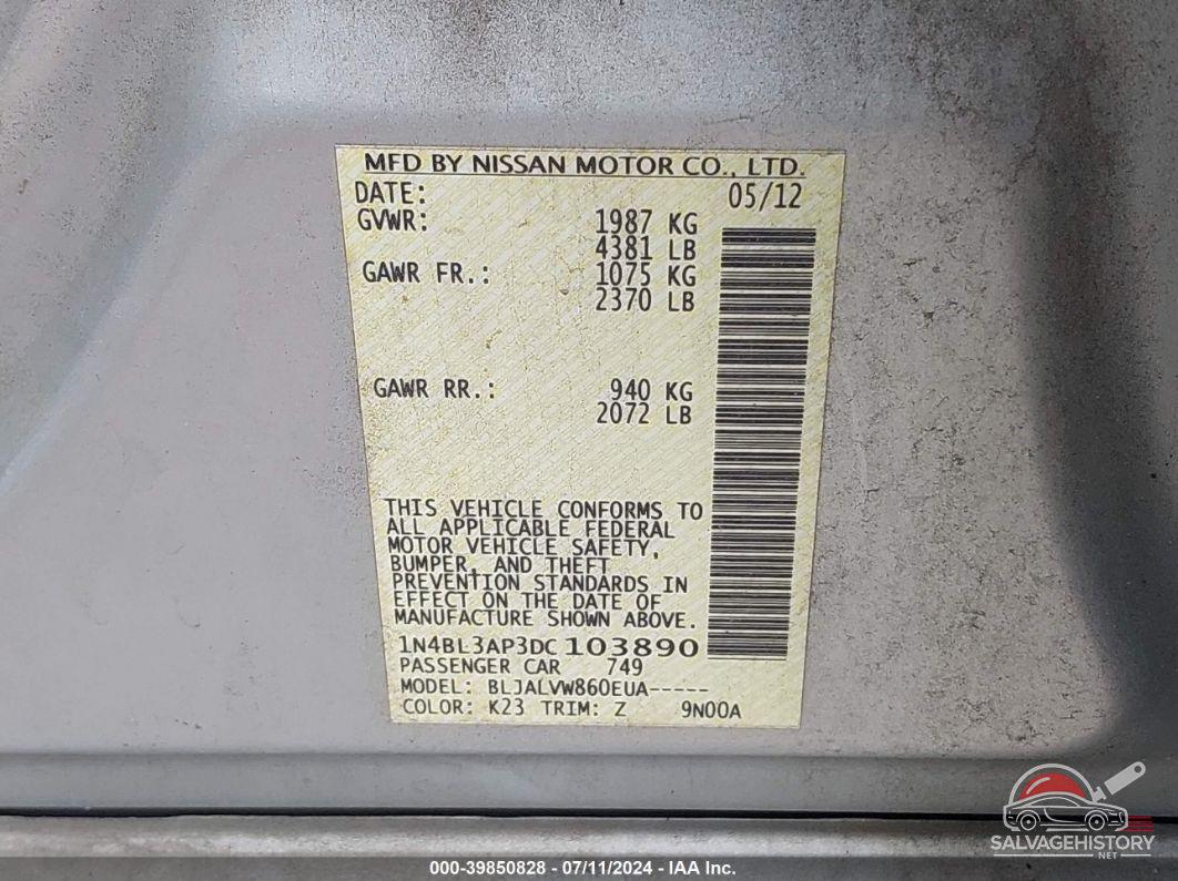 1N4BL3AP3DC103890 2013 NISSAN ALTIMA photo no. 9