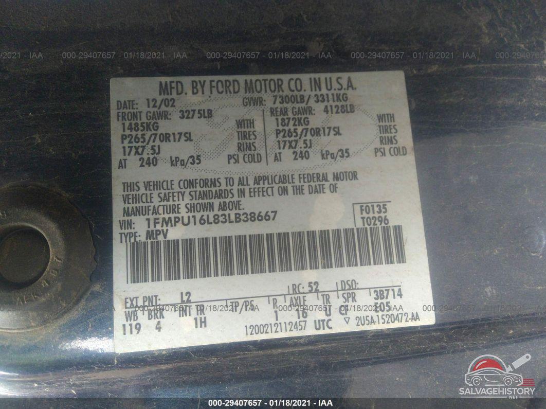 1FMPU16L83LB38667 2003 FORD EXPEDITION photo no. 9