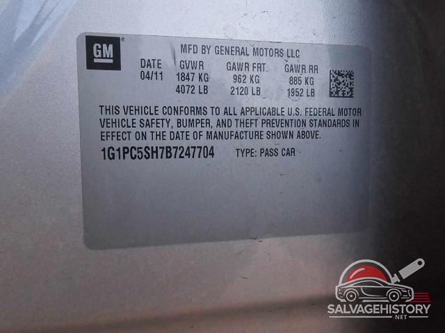 1G1PC5SH7B7247704 2011 CHEVROLET CRUZE photo no. 10