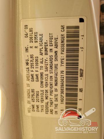 1HGCP36839A042176 2009 HONDA ACCORD photo no. 12