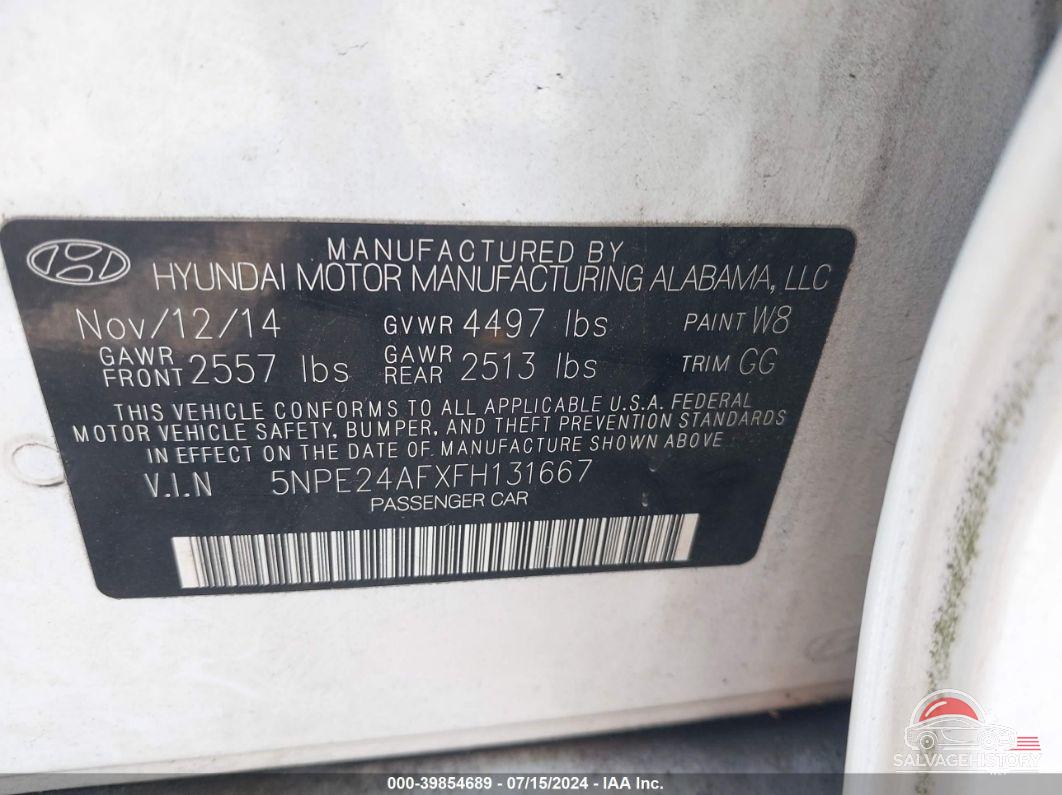 5NPE24AFXFH131667 2015 HYUNDAI SONATA photo no. 9