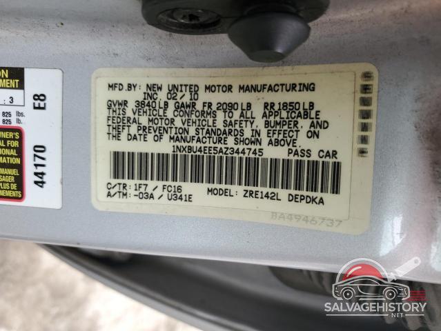 1NXBU4EE5AZ344745 2010 TOYOTA COROLLA photo no. 12