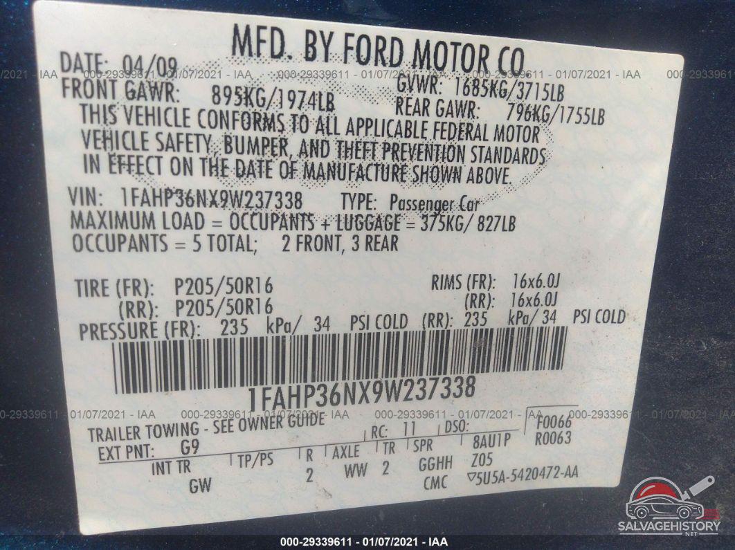 1FAHP36NX9W237338 2009 FORD FOCUS photo no. 9