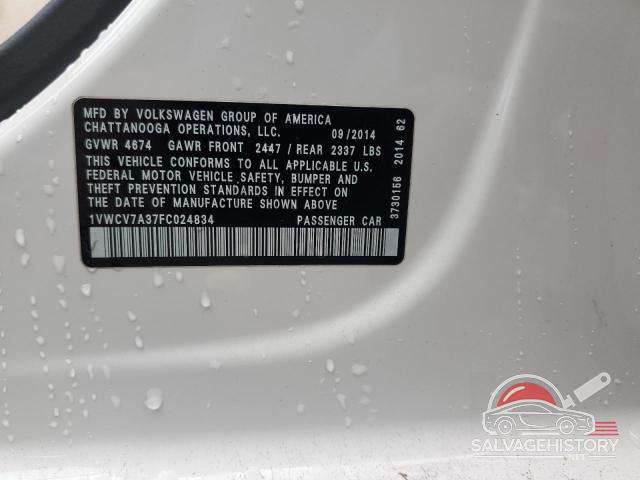 1VWCV7A37FC024834 2015 VOLKSWAGEN PASSAT photo no. 12