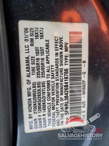 5FNRL38426B418786 2006 HONDA All Models photo no. 14
