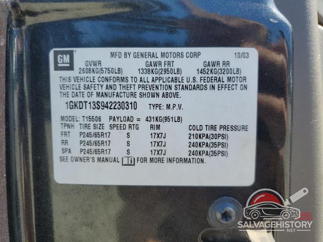 1GKDT13S942230310 2004 GMC ENVOY photo no. 13