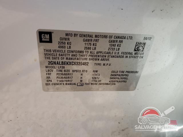 2GNALBEKXC6339482 2012 CHEVROLET EQUINOX photo no. 12