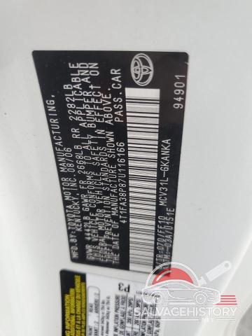 4T1FA38P87U116166 2007 TOYOTA CAMRY SOLA photo no. 12