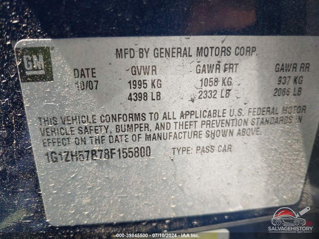 1G1ZH57B78F155800 2008 CHEVROLET MALIBU photo no. 9