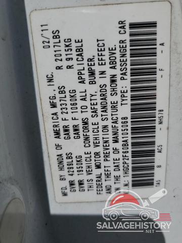 1HGCP2F60BA105068 2011 HONDA ACCORD photo no. 12