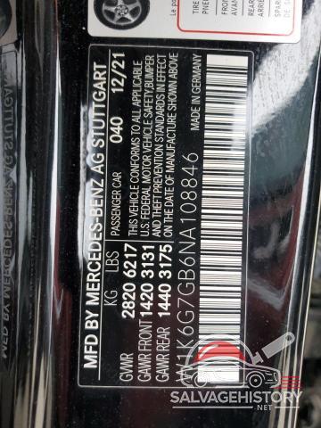 W1K6G7GB6NA108846 2022 MERCEDES-BENZ S-CLASS photo no. 12