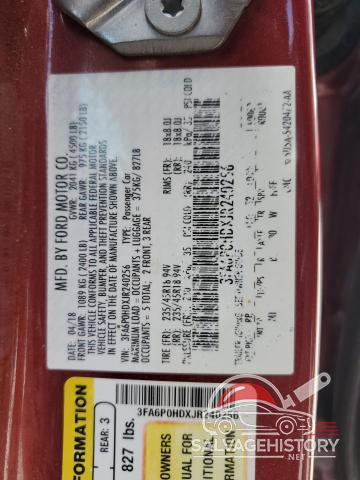 3FA6P0HDXJR240256 2018 FORD FUSION photo no. 12