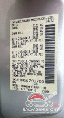 5N1BT3BB1NC701700 2022 NISSAN ROGUE photo no. 10