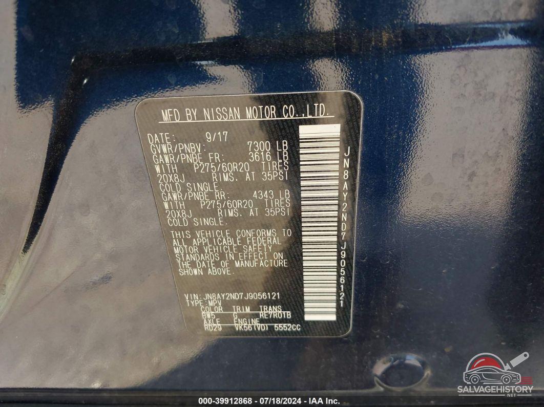 JN8AY2ND7J9056121 2018 NISSAN ARMADA photo no. 9