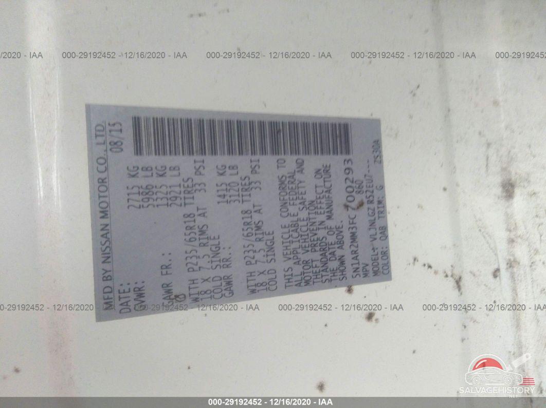 5N1AR2MM3FC700293 2015 NISSAN PATHFINDER photo no. 9