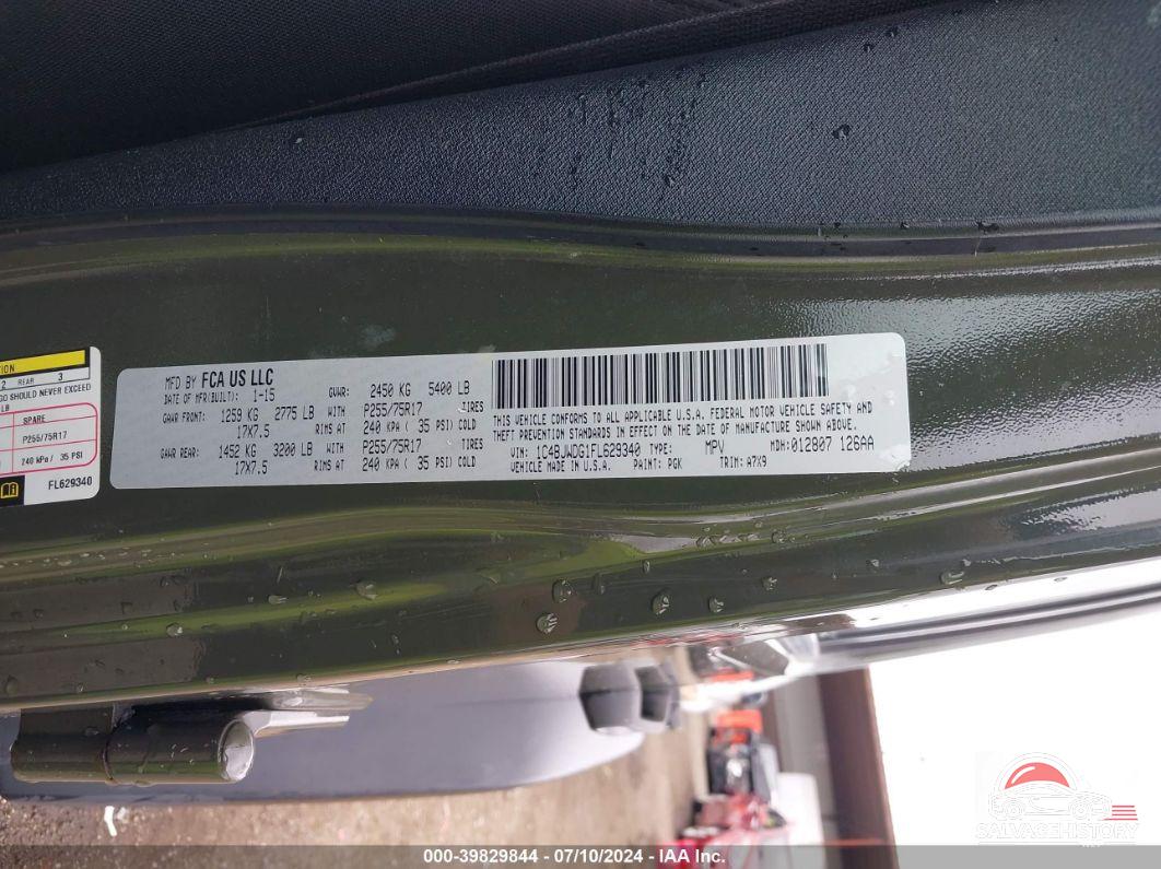 1C4BJWDG1FL629340 2015 JEEP WRANGLER UNLIMITED photo no. 9