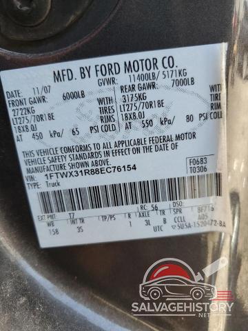 1FTWX31R88EC76154 2008 FORD F350 photo no. 12