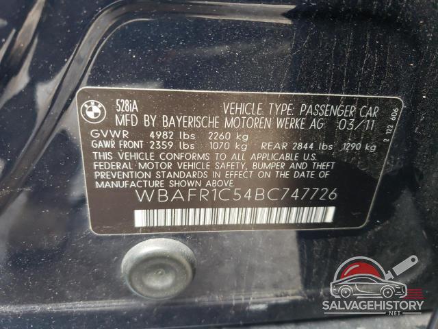 WBAFR1C54BC747726 2011 BMW 5 SERIES photo no. 12