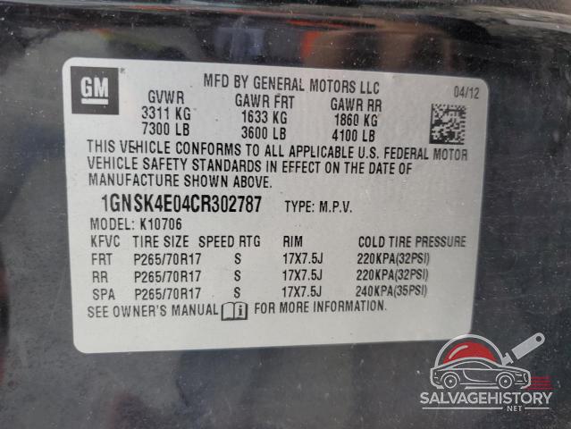 1GNSK4E04CR302787 2012 CHEVROLET TAHOE photo no. 13