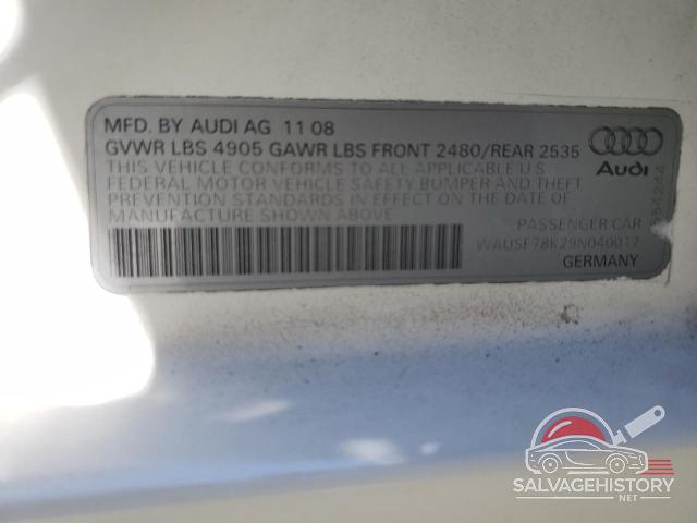 WAUSF78K29N040017 2009 AUDI A4 photo no. 13