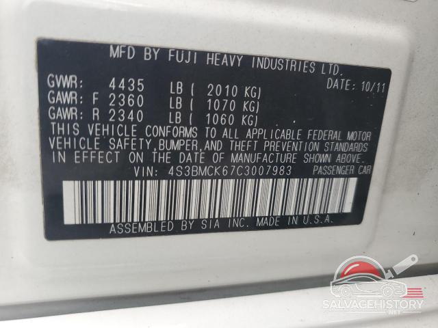 4S3BMCK67C3007983 2012 SUBARU LEGACY photo no. 12