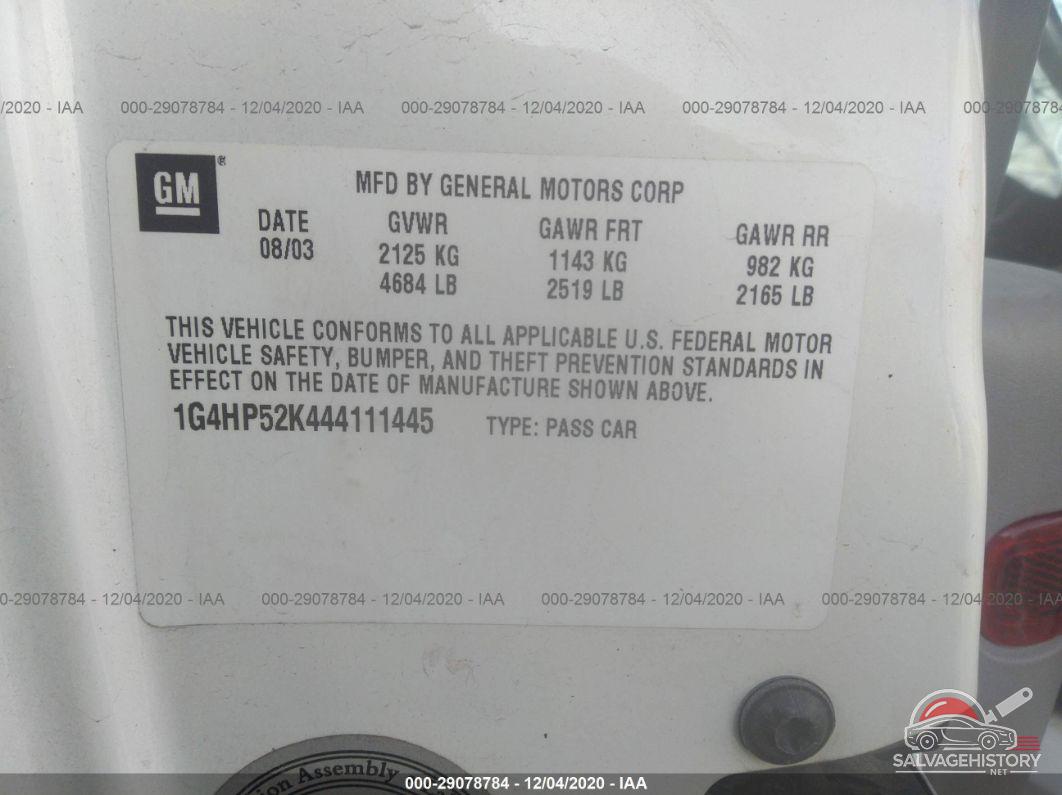 1G4HP52K444111445 2004 BUICK LESABRE photo no. 9