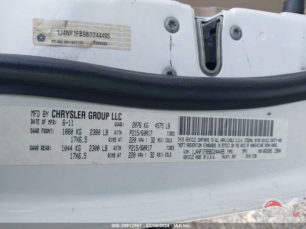 1J4NF1FB9BD244495 2011 JEEP COMPASS photo no. 9